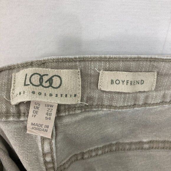 LOGO Lori Goldstein sz 18W Gray Boyfriend Fit Stretch Frayed Hem Cropped Jeans - Picture 2 of 10